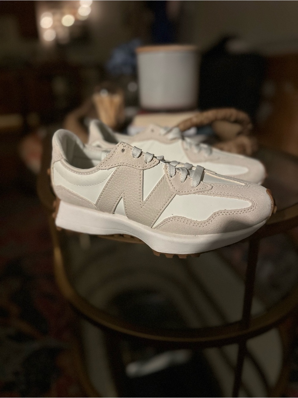 New Balance 327 Sneakers in Oatmeal and White